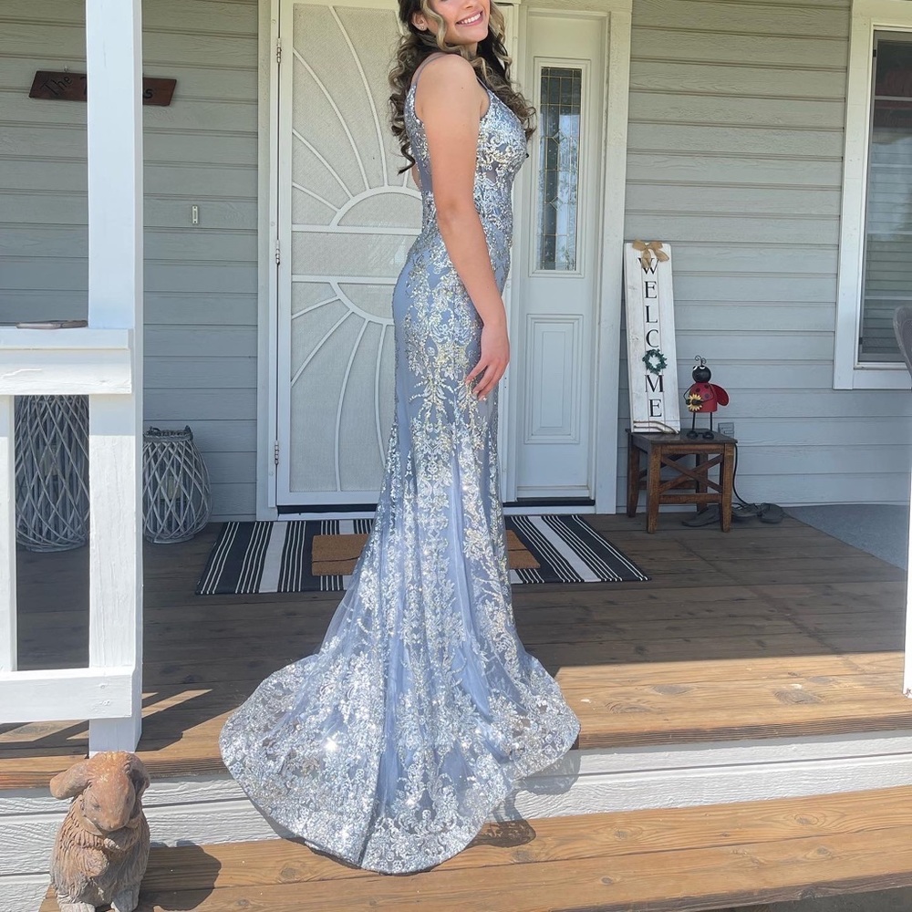 Prom dress purple grey color.